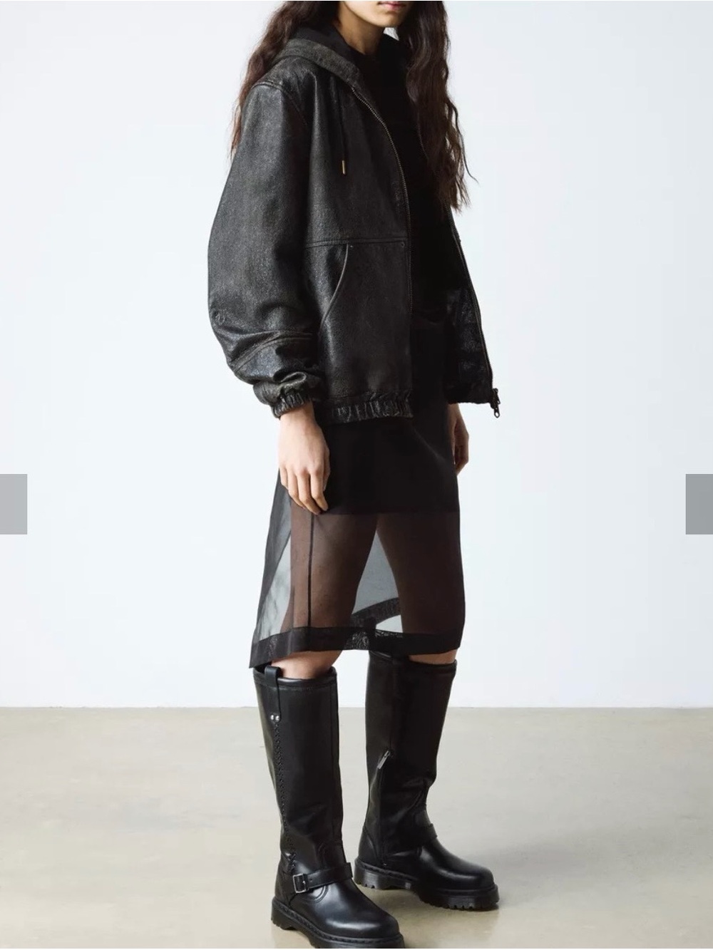 Black Leather Dr Marten Knee-High Buckle Boots - Picture 2 of 8